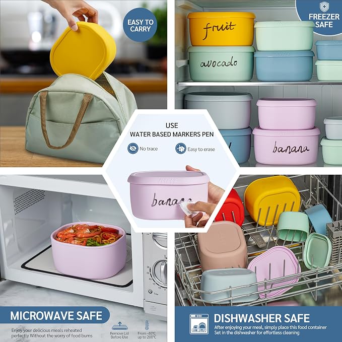 ISSEVE 12Pcs/Set Nesting Silicone Food Storage Containers - Image 6