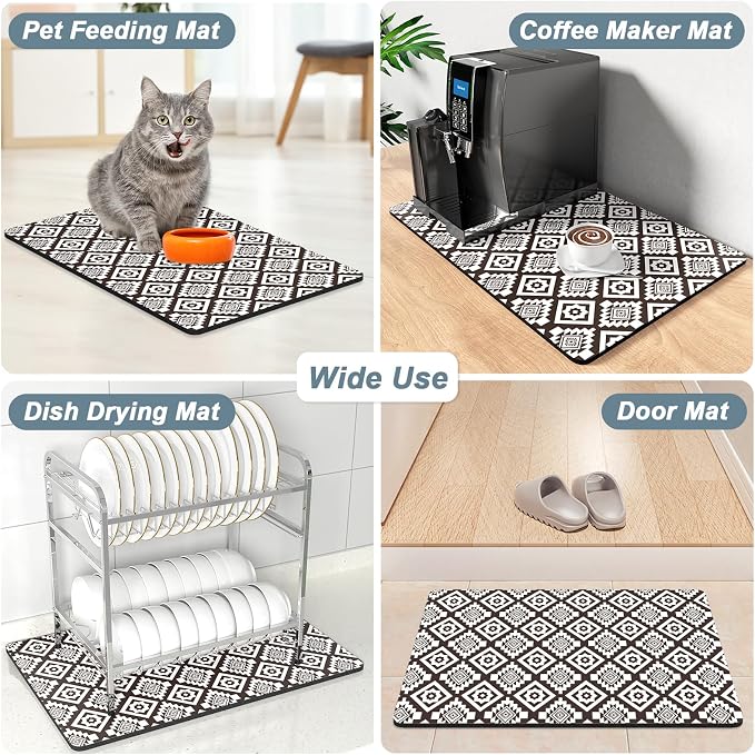 Rnivvi Coffee Mat, Hide Stain Rubber Backed Absorbent Dish Drying Pad - Image 7