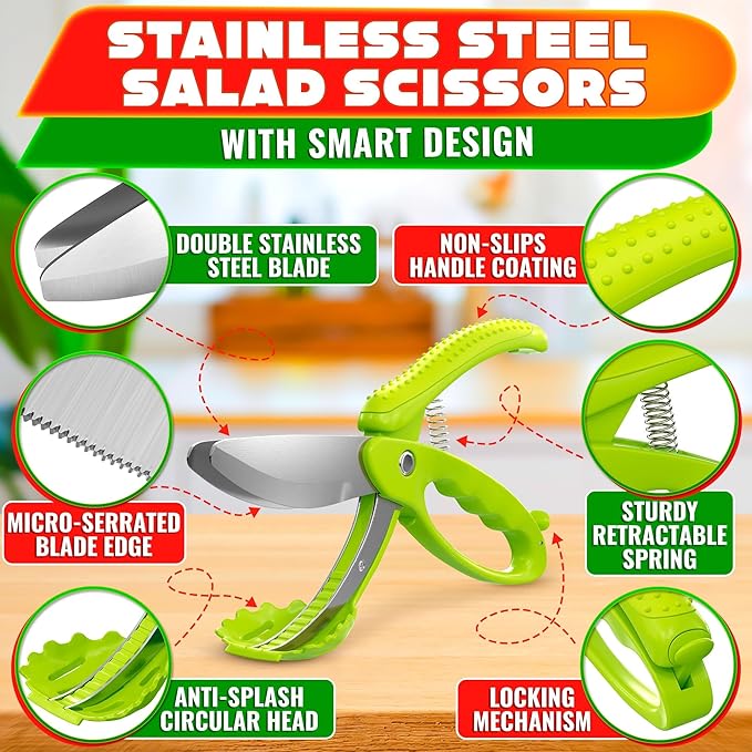 Salad Scissors for Chopped Salad – Multiblade Food Scissor Chopper - Image 3