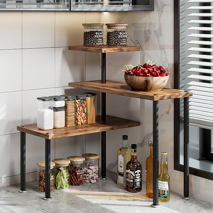 Countertop Organizer Organization 3 Tier Kitchen Corner Shelves Adjustable by Dazioter