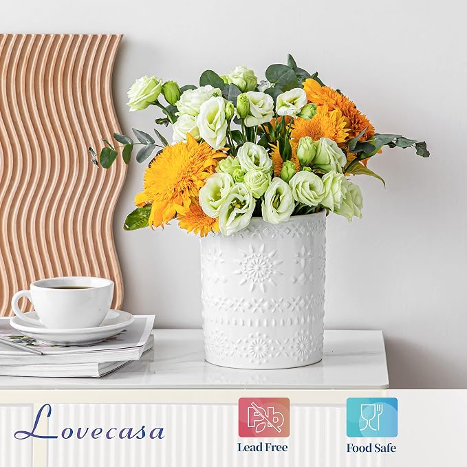 LOVECASA Extra Large Kitchen Utensil Holder, 7.2" Ceramic Farmhous Utensil - Image 5