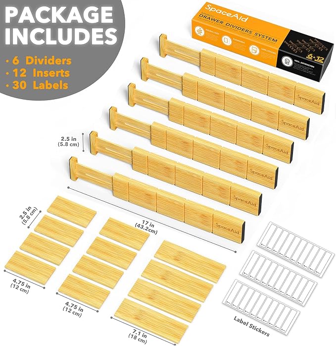 SpaceAid Bamboo Drawer Dividers - Image 2