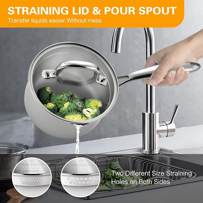 Stainless Steel Saucepan with Glass Lid, 3.5 Quart Multipurpose Sauce Pan - Image 6