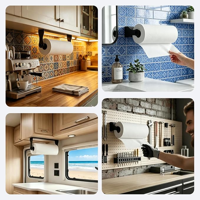 Paper Towel Holder Under Cabinet, Paper Towel Holder, Waterproof and Rustproof - Image 2
