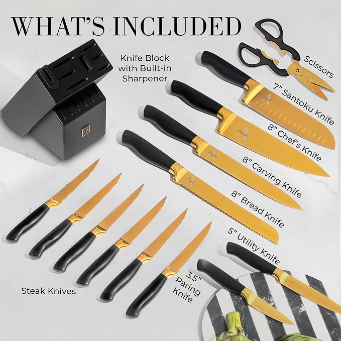 Personalized Black and Gold Knife Set - Image 5