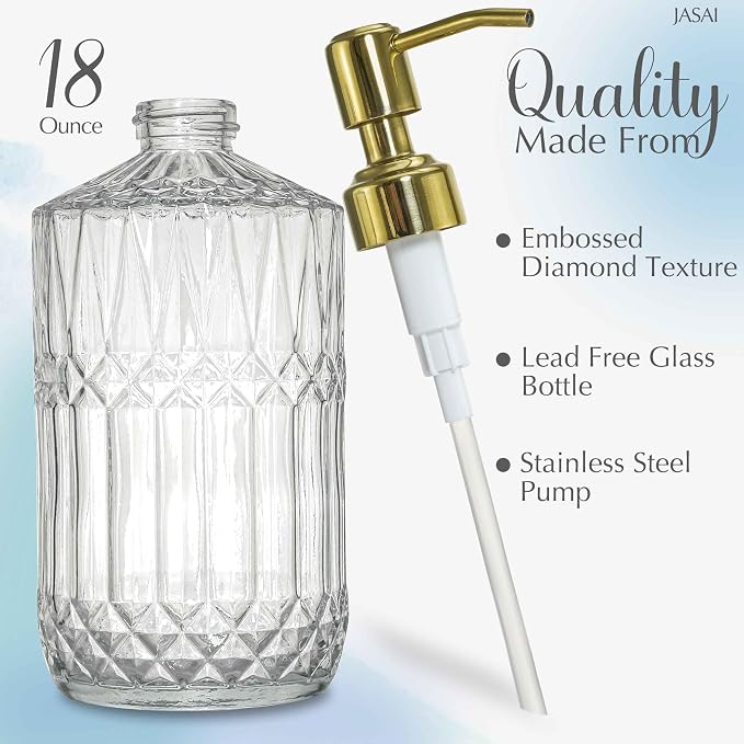 JASAI 18Oz Dazzling Clear Glass Soap Dispenser - Image 2