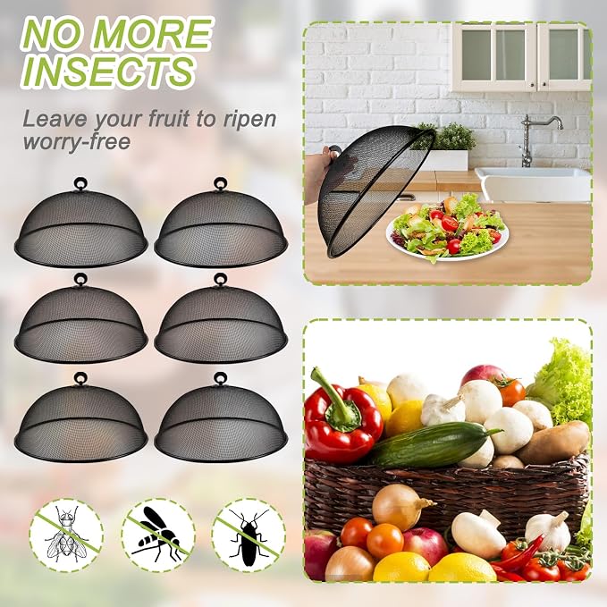 6 Pcs Metal Mesh Food Cover 11 Inch Mesh Food Tents Fly Fruit Screen Food Net - Image 6