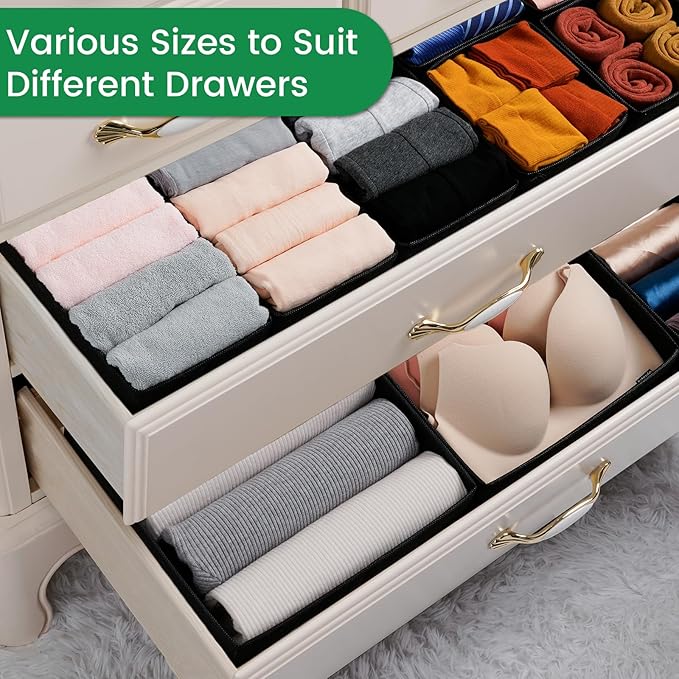 Criusia Drawer Organizer Clothes, 24 Pack Underwear Drawer Organizers, Foldable - Image 5