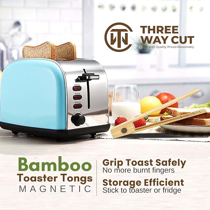 Toaster Tongs With Magnet | Bamboo Kitchen Utensils - Image 4