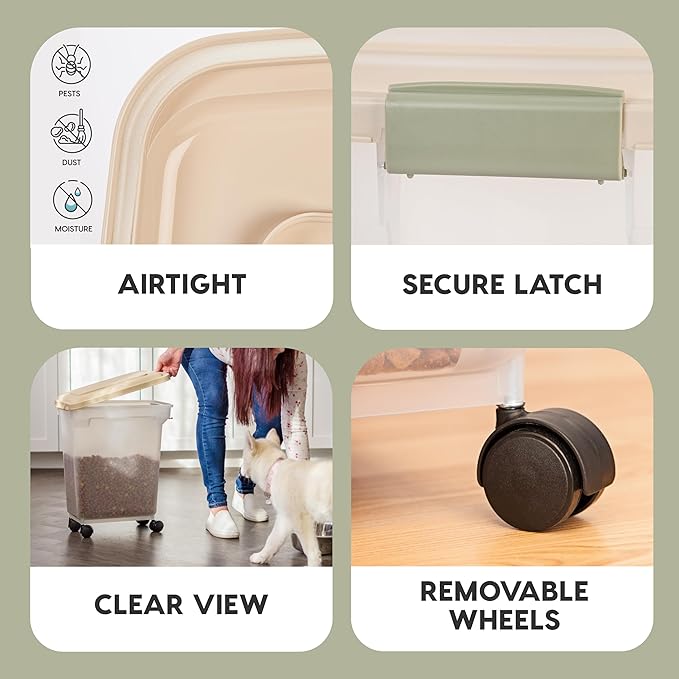 IRIS USA Airtight Dog Food Storage Container, WeatherPro, Removable Wheels - Image 4