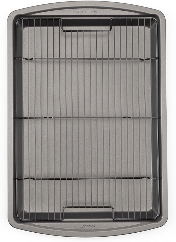 GoodCook 15” x 10.5” Nonstick Carbon Steel Baking Pan & Raised Wire Rack – by GoodCook