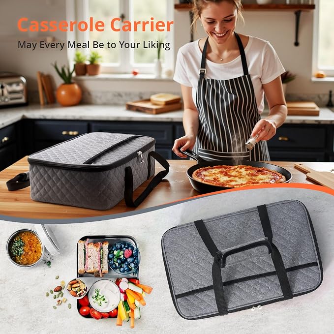 Insulated Casserole Carrier Portable Food Tote - Image 6