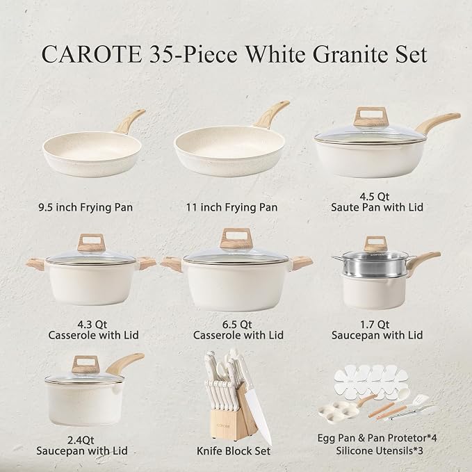 CAROTE ICE 35pcs Pots and Pans Set, Nonstick Cookware Sets - Image 2