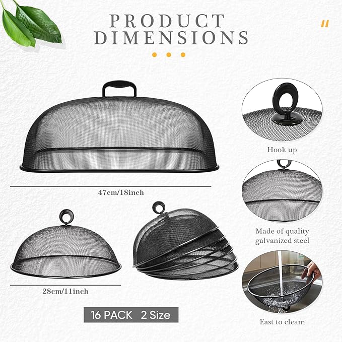 Hicarer 16 Pcs Metal Mesh Screen Food Cover - Image 2