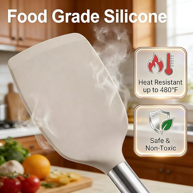 Vayvnt 4 Pieces Silicone Kitchen Spatula Utensils Set, Silicone Cooking Utensils - Image 5
