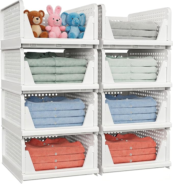 4 Pack Stackable Closet Storage Basket - Image 4