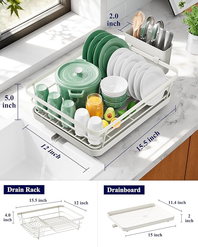 Kitsure Dish Drying Rack for Kitchen Counter, Stainless Steel Sink Organization - Image 2