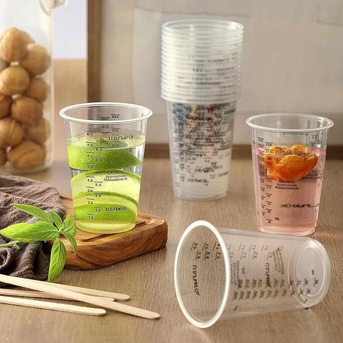 20pcs 8oz Graduated Clear Plastic Measuring Mixing Cups - Image 6