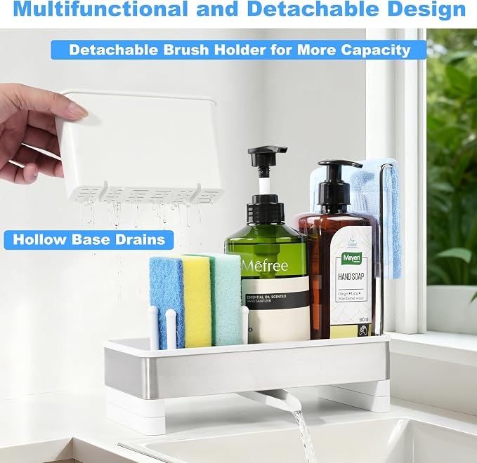 Kitchen Sink Caddy Organizer, Stainless Steel Sponge Holder, Kitchen Caddy Sink - Image 5