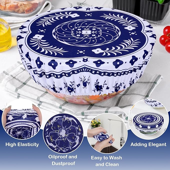 5 Pieces Bowl Covers Reusable, 5 Multi-Size Elastic Cloth Fabric Bowl Covers - Image 6