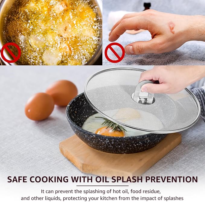 3PCS Stainless Steel Splatter Guard, 9.8" 11.4" 13" Frying Pan Splatter Screens - Image 5