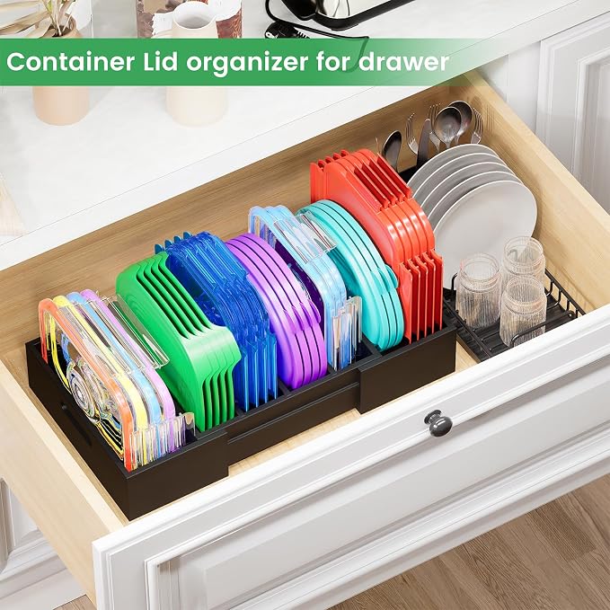 Kiasthome Expandable Bamboo Lid Organizers Inside Cabinet, Kitchen Cabinet - Image 5