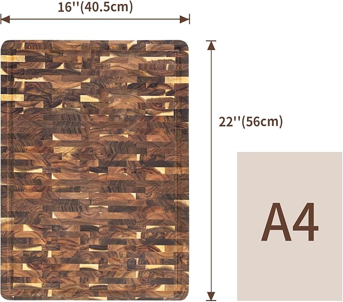 Utoplike Large Acacia Cutting Board 22 x 16 inch, End Grain Largest Wooden - Image 4