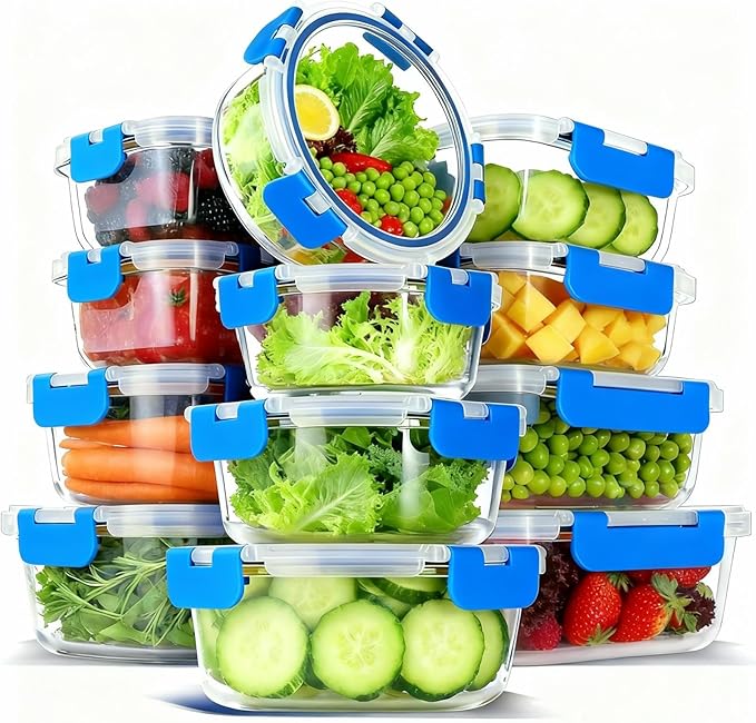 12 Pack Glass Food Storage Container Set by Bestfull