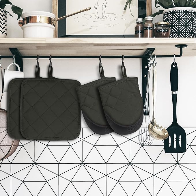 Kitchen Set Pack Of 5, Oven Mitts Pot Holders Pad And Towel Set, Heat Resistant - Image 7