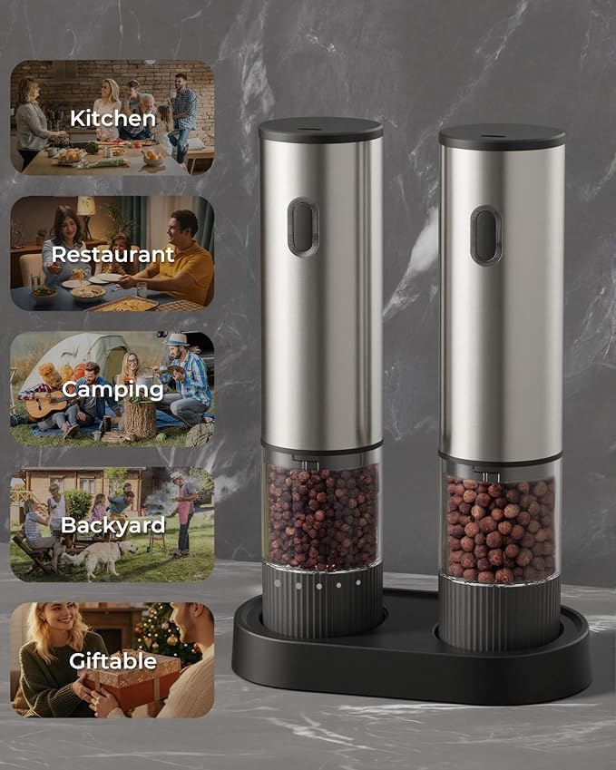 Electric Salt and Pepper Grinder Set, USB Rechargeable Salt and Pepper Shaker - Image 7