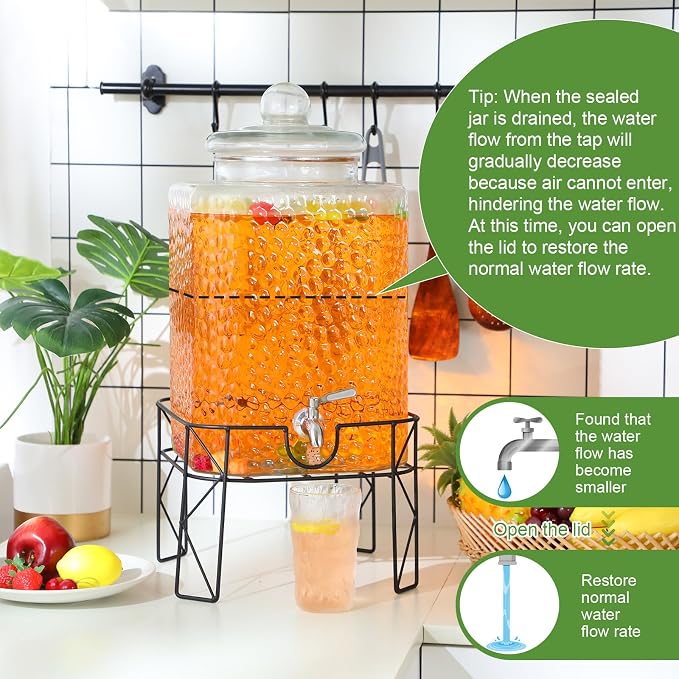 Honeydak 4.6 Gallon Glass Beverage Dispenser - Image 3
