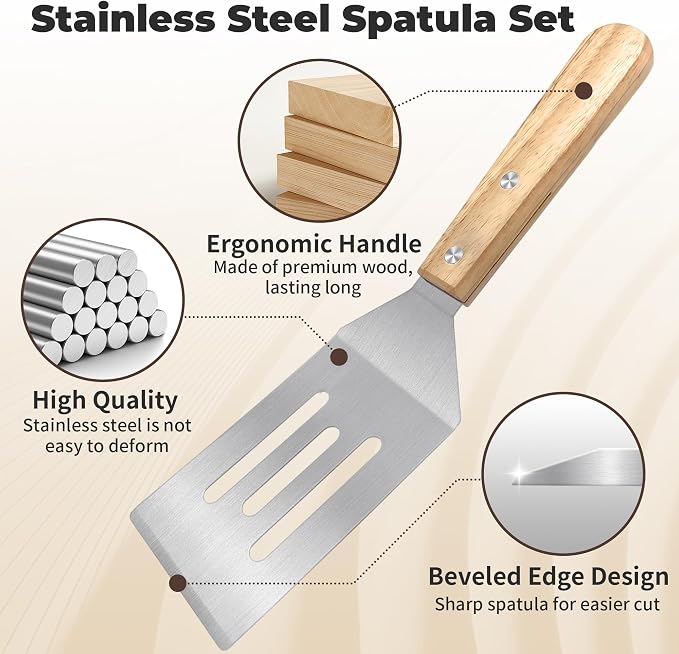 3 Pieces Stainless Steel Spatula Set, Metal Spatula - Image 3