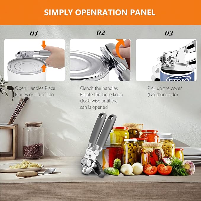 Can Opener, Professional 3-In-1 Multifunctional Manual Can Openers Bottle Opener - Image 6