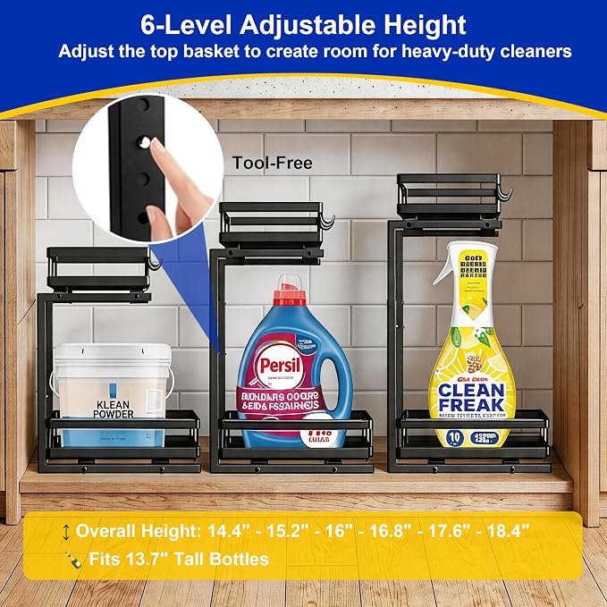 Under Sink Organizer, Dual-Rail Ball-Bearing, Under Kitchen Sink Organizer - Image 3