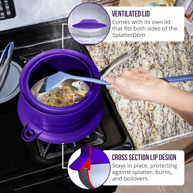 L.I.Q Silicone Splatter Guard – Fits 8 and 10 Inch Pots – Microwave Safe and - Image 5