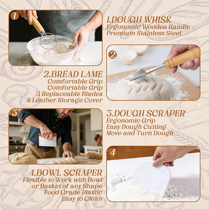 7 Pcs Large Glass Bowl for Sourdough Bread starter 4.7 Quart Glass Mixing Bowl - Image 5