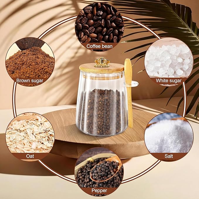 2 Pack Sugar Jar with Lid and Spoon, 24oz Large Glass Spice Jars - Image 5