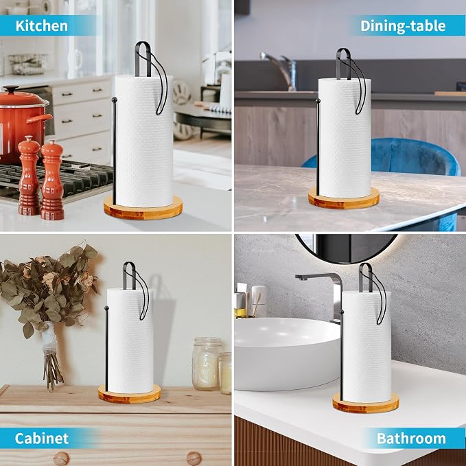 Wood Paper Towel Holder Countertop, TONLEA Kitchen Paper Towel Holder - Image 6