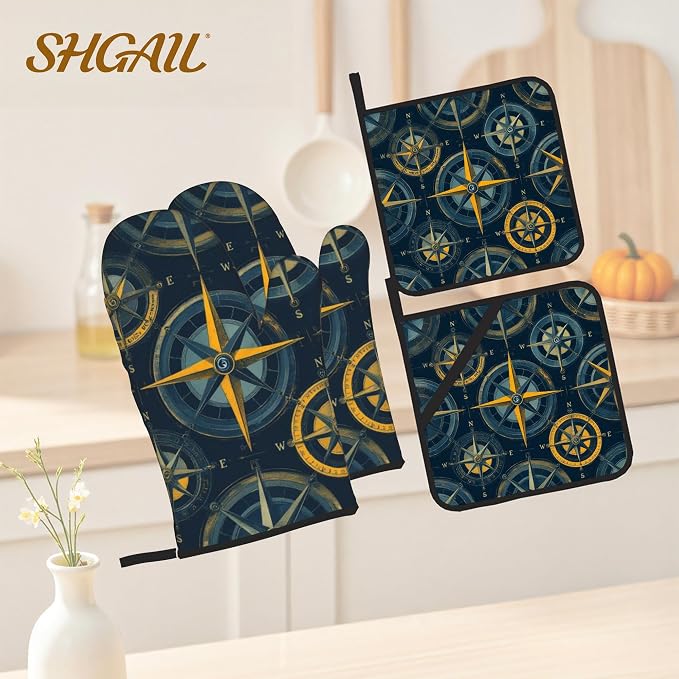 Campass Sailor Oven Mitts & Potholder Set of 4 - Image 2