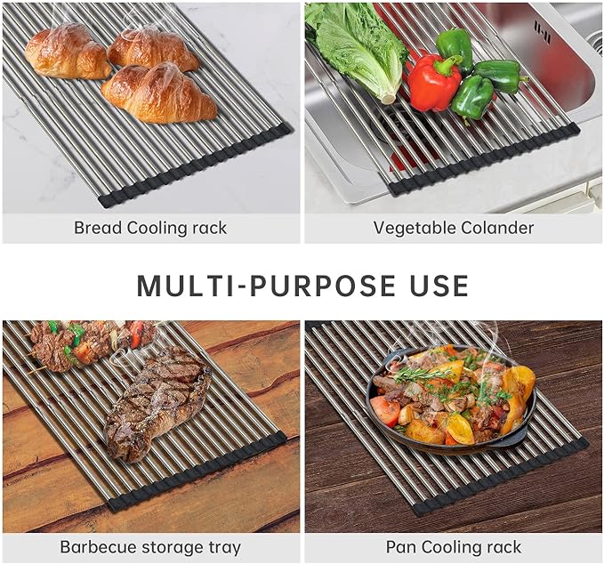 CHIRISEN Expandable Large Roll Up Dish Drying Rack, Foldable Over The Sink Dish - Image 4