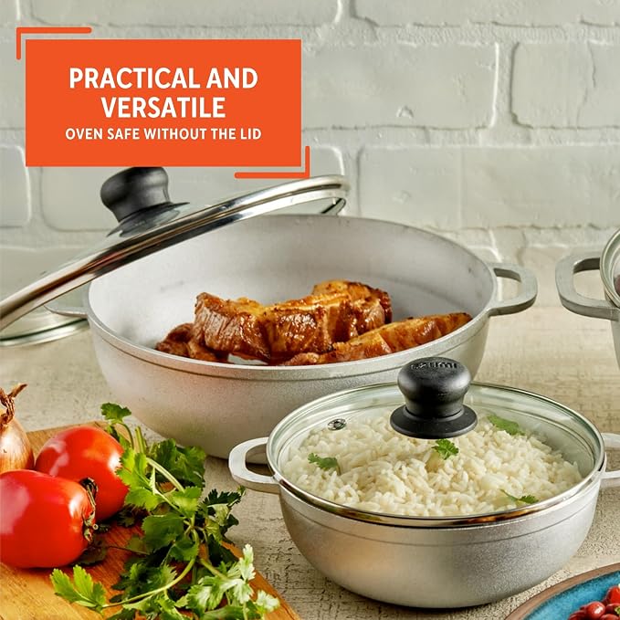 IMUSA Caldero Stock Pot with Glass Lid 3pc Set, 1.5/3.5/7 QT, Cast Aluminum - Image 5