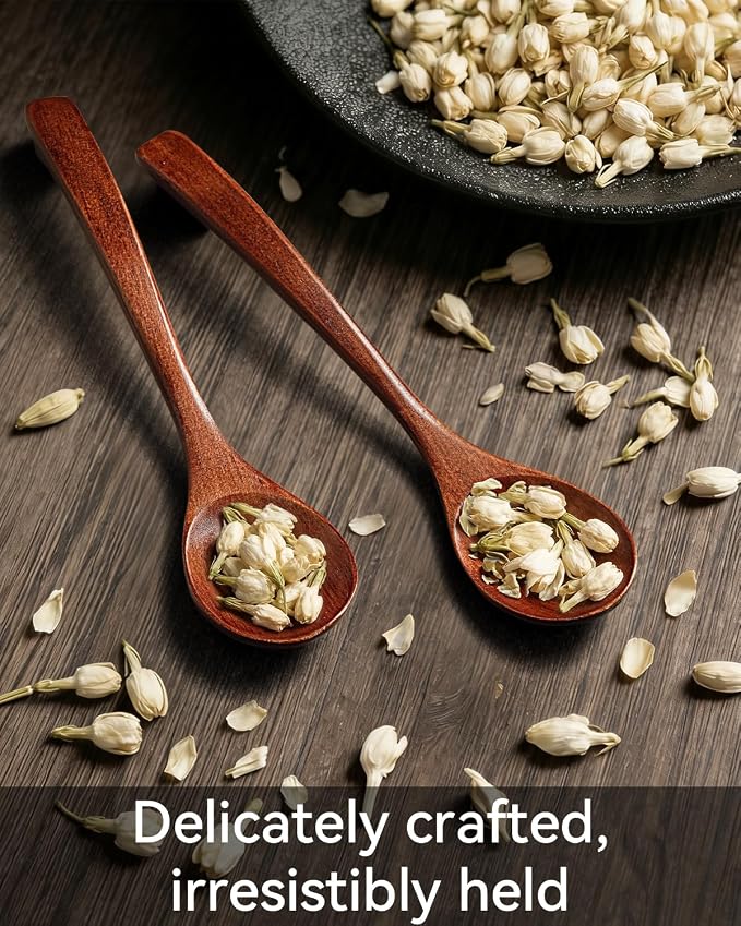 7 Pcs Wooden Spoons for Eating, Small Serving Spoon for Honey, Soup Wood - Image 4