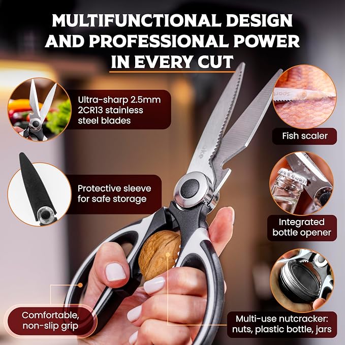 SpartaSake Premium Stainless Steel All Purpose Kitchen Shears - Image 2
