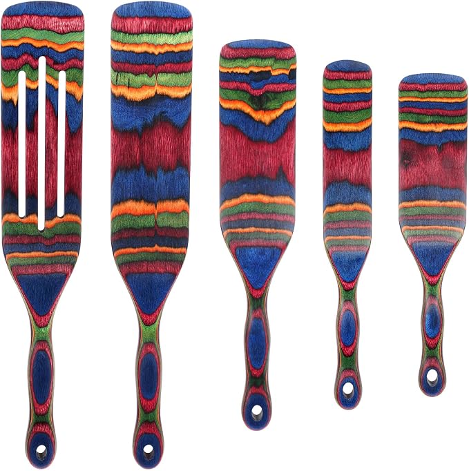 Spurtle Set, Wooden Utensils for Cooking, Kitchen Utensils Set, Pakkawood by Myrainbow