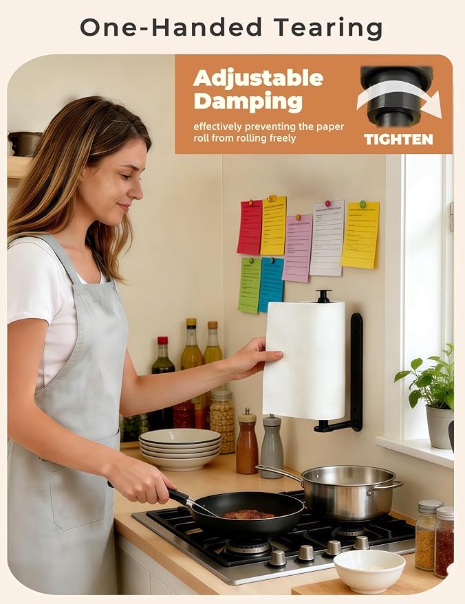 Magnetic Paper Towel Holder, One-Handed Tear Paper Towel Holder - Image 4