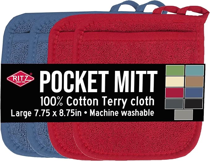 RITZ Terry Pocket Mitt & Hot Pad: Unparalleled Heat Resistant, Durable 100% by Ritz+Foodservice
