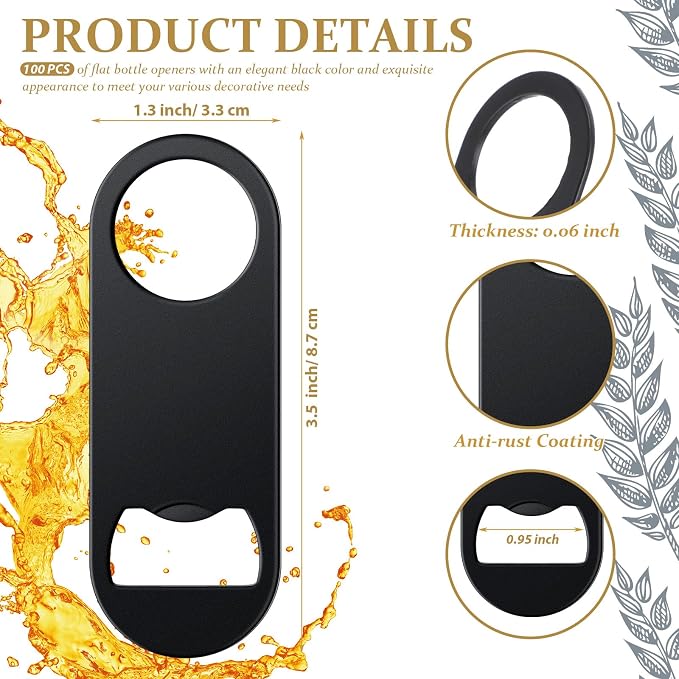 Remerry Bottle Openers Stainless Steel Flat Bottle Opener Bulk 3.4 x 1.3 Inches - Image 2