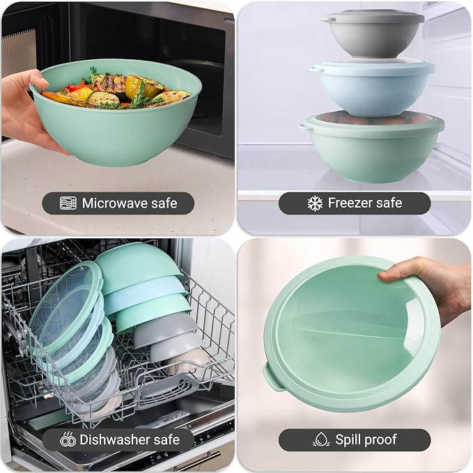 Zulay Kitchen 12 Piece Plastic Nesting Mixing Bowl Set - Image 7