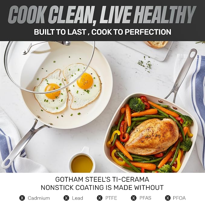 GOTHAM STEEL 20 Pc Ceramic Cookware Set Nonstick, Ceramic Pots and Pans Set Non - Image 4