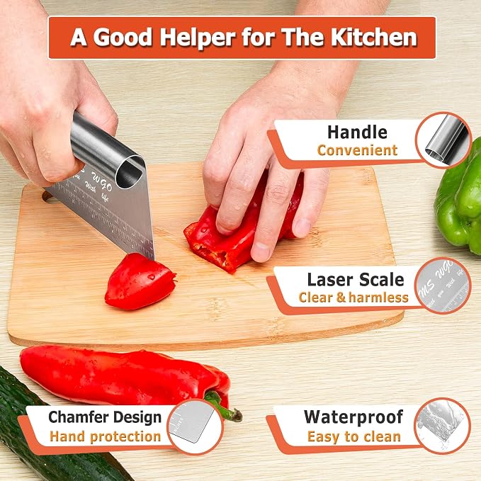 Pro Dough Pastry Scraper/Cutter/Chopper Stainless Steel Mirror Polished - Image 6